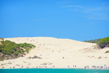 Panoramic of the sand dunes of Bolonia beach