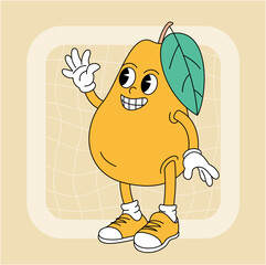 Vintage groovy pear character.