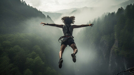 Thrilling bungee jumping adventure - obrazy, fototapety, plakaty