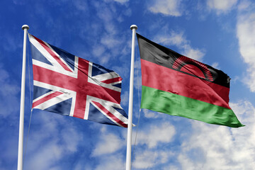 3D illustration, United Kingdom and Malawi alliance and meeting, cooperation of states.