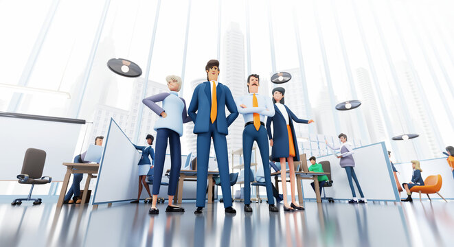 Team of Business people looking positively for the future, 3D rendering illustration 