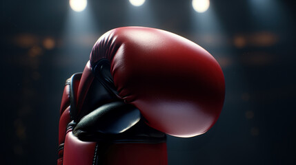 Cinematic Shot of Boxing Gloves in Dim Lighting - obrazy, fototapety, plakaty