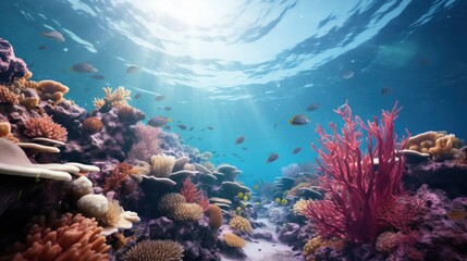 Naklejka na ściany i meble Blue Coral Reefs in the Red Sea Through Long Exposure
