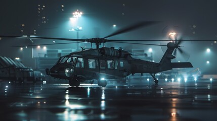 helicopter to the landing pad - obrazy, fototapety, plakaty