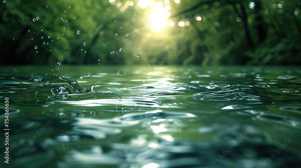 Aufkleber smooth shapes, green rippling water. generative ai.