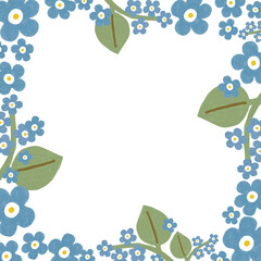 frame with flowers blue color 