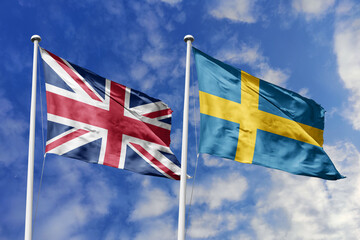 3D illustration, United Kingdom and Sweden alliance and meeting, cooperation of states.