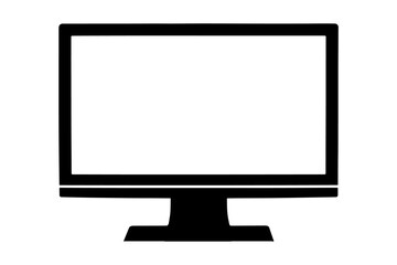 Lcd tv monitor isolated on white. Empty black monitor on transparent or white background. Blank computer screen. Vector illustration.