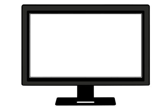 Lcd monitor isolated on white or transparent or white background. Vector illustration.