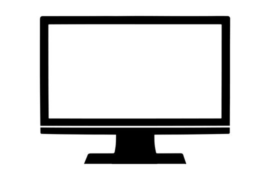 Lcd tv monitor isolated on white. Empty black monitor on transparent or white background. Blank computer screen. Vector illustration.
