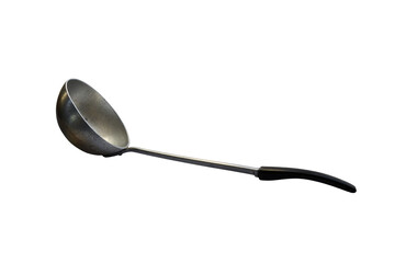 An old aluminium ladle isolated on the transparent background