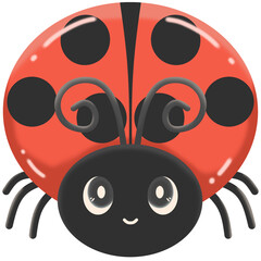 Fototapeta premium Cute black and red polka dot ladybug illustration