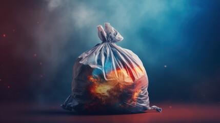 Planet Earth Texture on Garbage Bag - obrazy, fototapety, plakaty