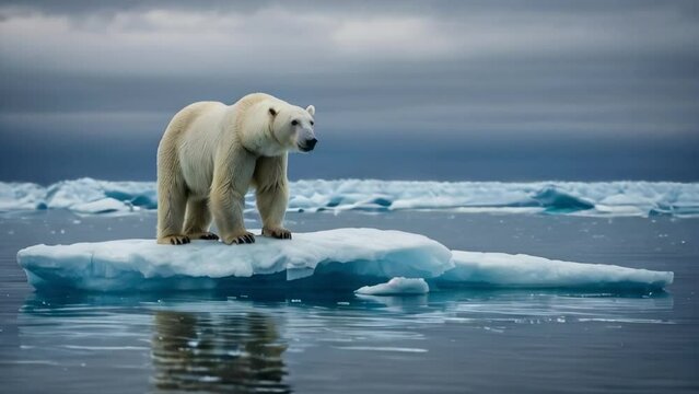Polar bear on iceberg, wild animals concept