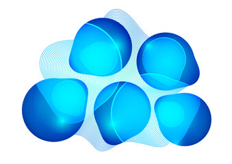 Set of colorful geometric rounded shapes and lines. Abstract backgrounds for wallpaper, business cards, cover, poster, banner, brochure, header, website. Vector