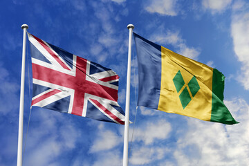 3D illustration, United Kingdom and Saint Vincent and the Grenadines alliance and meeting,...