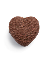 Heart shaped butter chocolate biscuits isolated on white