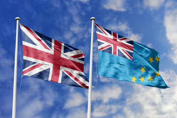 3D illustration, United Kingdom and Tuvalu alliance and meeting, cooperation of states.