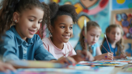 Kindergarten Kids Delight in Artistic Adventures and Enchanting Lessons
