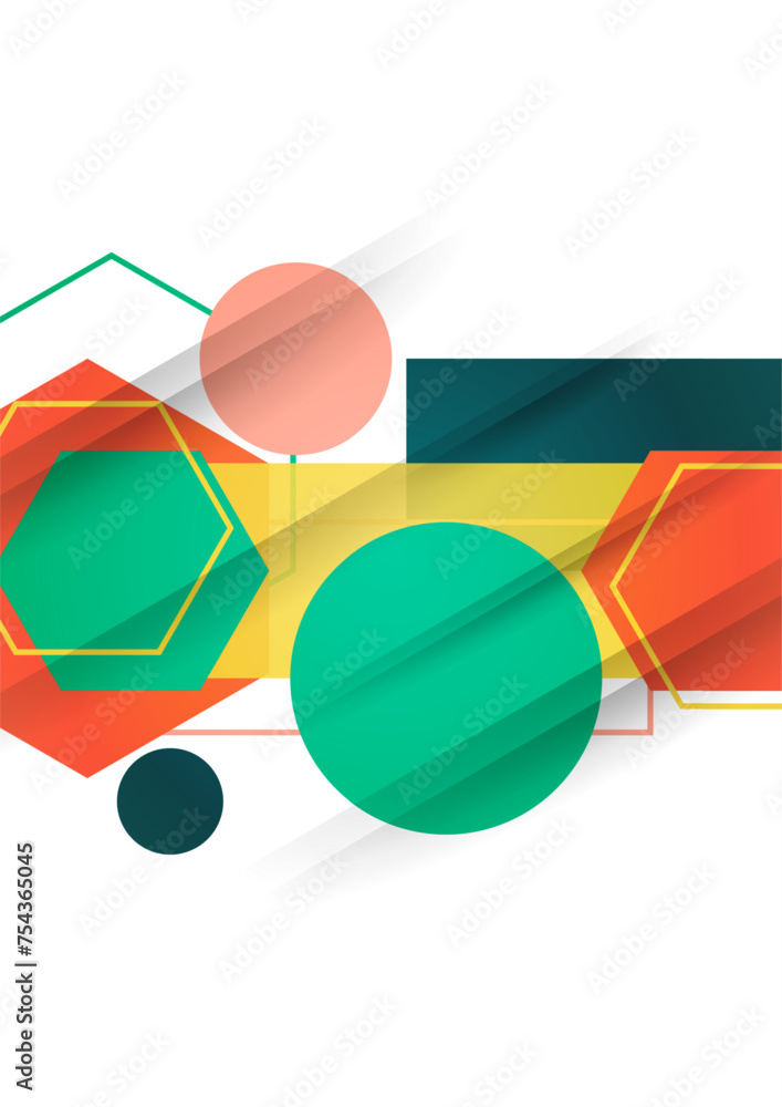 Poster abstract background from geometric shapes of circles, rectangles, hexagons. element for business bro