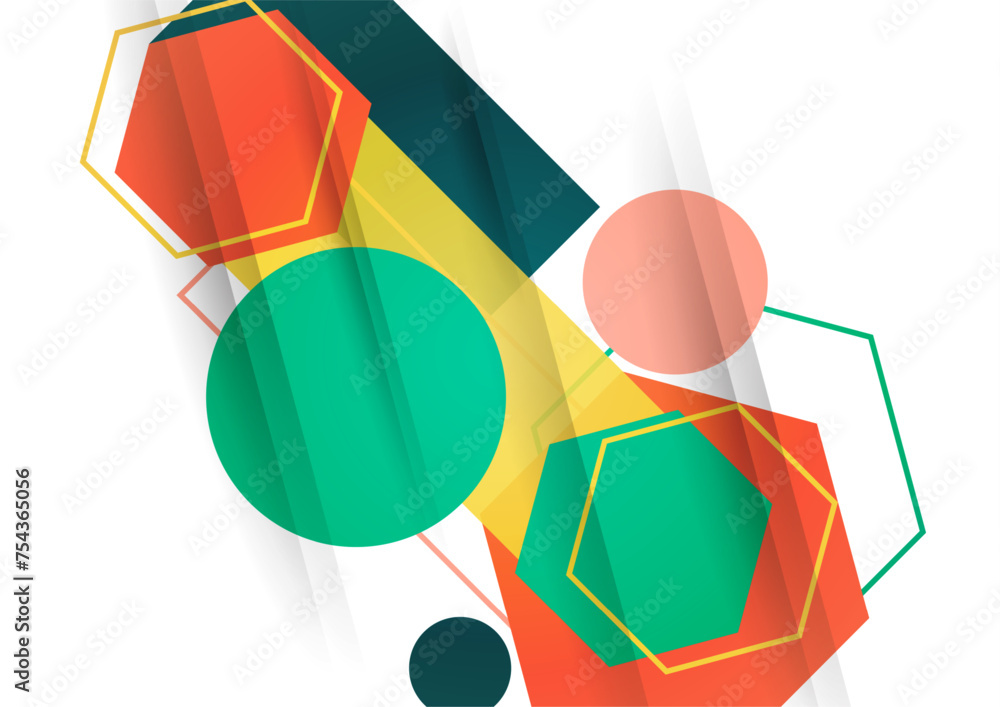 Poster abstract background from geometric shapes of circles, rectangles, hexagons. element for business bro