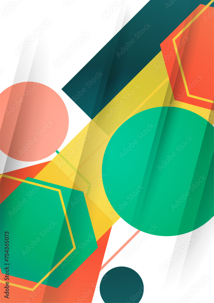 Poster abstract background from geometric shapes of circles, rectangles, hexagons. element for business bro