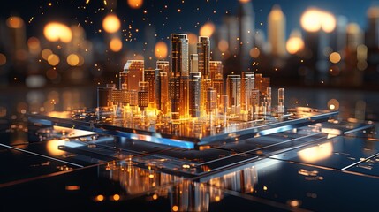 Fototapeta na wymiar Future digital technology network background with World night city map big data global connection