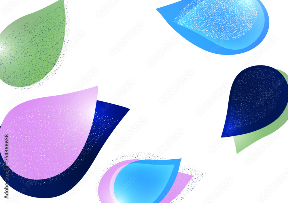Poster abstract colored dynamic figures. drop-shaped petals. beautiful shapes and colors. template for your