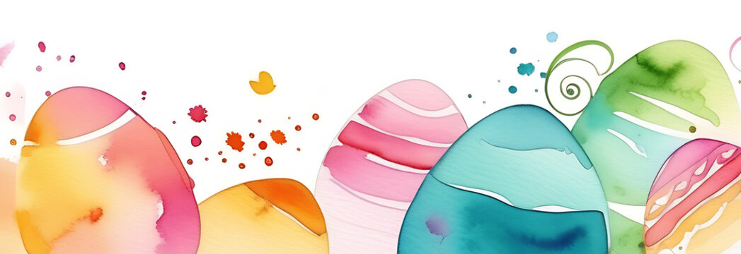 banner with the image of eggs on a white background with watercolor style