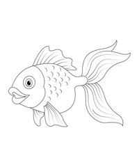 Cute fish coloring book for childrens