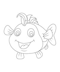 Cute fish coloring book for childrens