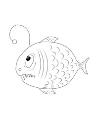Cute fish coloring book for childrens