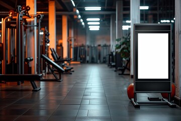 A gym workout screen mockup with a blank display