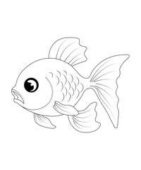 Cute fish coloring book for childrens