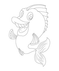 Cute fish coloring book for childrens