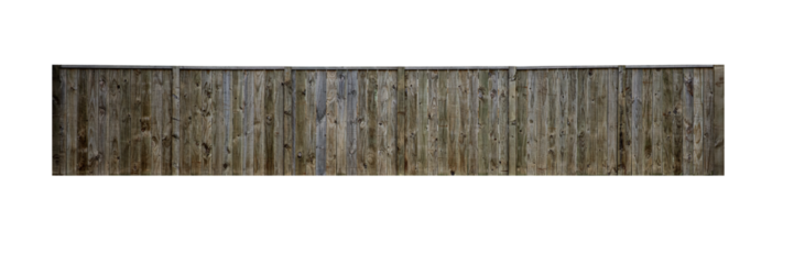 Cutout of an isolated old wooden fence with the transparent png