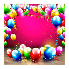 Wall decorated with Balloons in bright colors for celebrations vector illustrations