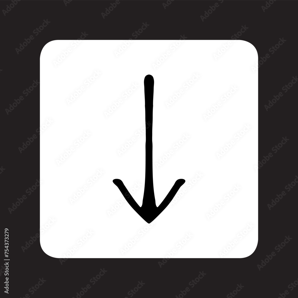 Poster down arrow icon vector. scroll down logo design. move down vector icon illustration in square isolat