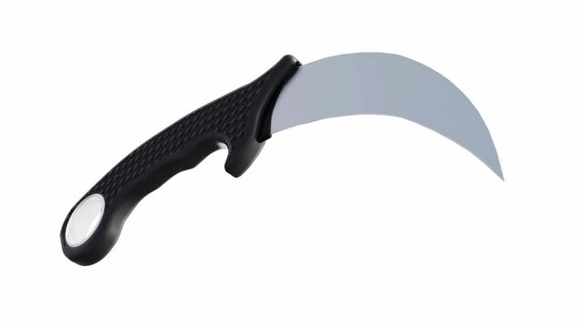 3d animation of karambit on the white background 
