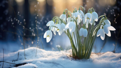 Spring's Promise: Snowdrop Bouquet Amidst the Thawing Snow