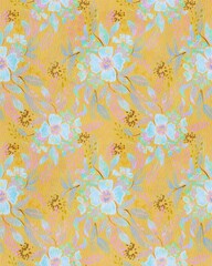 Obraz premium Seamless pattern with watercolor flowers, digital watercolor, in different color variations. Suitable for interior, wallpaper, fabrics, clothing, stationery.
