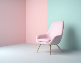 7. Nice design interior with pastel-colored walls and pink chairs. 