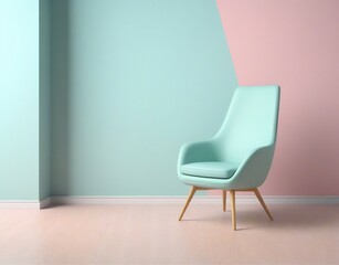 6. Nice design interior with pastel-colored walls and mint-colored chairs. 