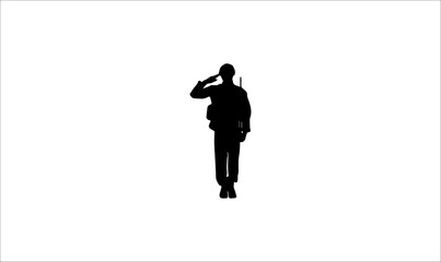 Fototapeta na wymiar saluting man silhouette, illustration vector of saluting man, saluting man icon, saluting man symbol, black vector design of saluting man, silhouette of saluting man,