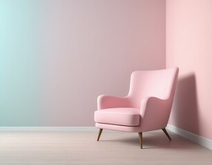 1. Nice design interior with pastel-colored walls and pink chairs. 
