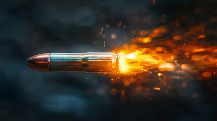 a bullet being fired from a gun, Bullet shooting out from gun. Close-up of a bullet coming out of a gun. weapon - obrazy, fototapety, plakaty