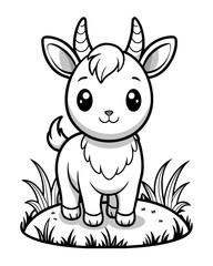 Cute Creature on Grass Coloring Book: Adorable Wildlife Designs in Black and White, Background-Free for Creative Coloring Fun