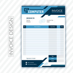 Fototapeta premium Creative and Standard Billing Invoice Design.