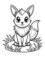 Cute Creature on Grass Coloring Book: Adorable Wildlife Designs in Black and White, Background-Free for Creative Coloring Fun