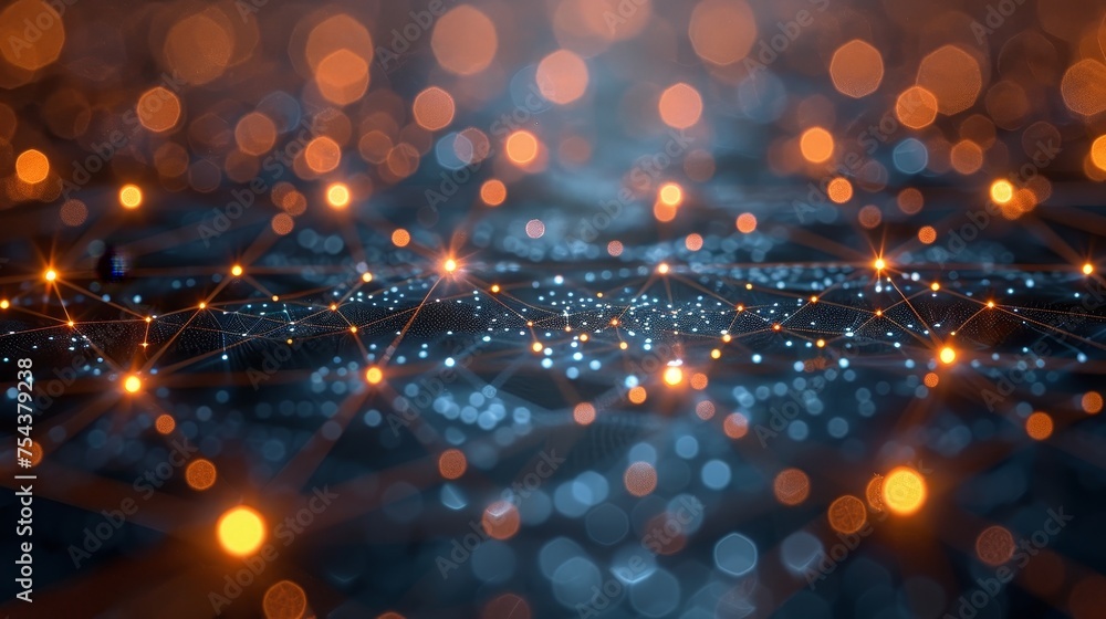 Poster geometrical background with wireframe structure of light connections. modern 3d graphic.